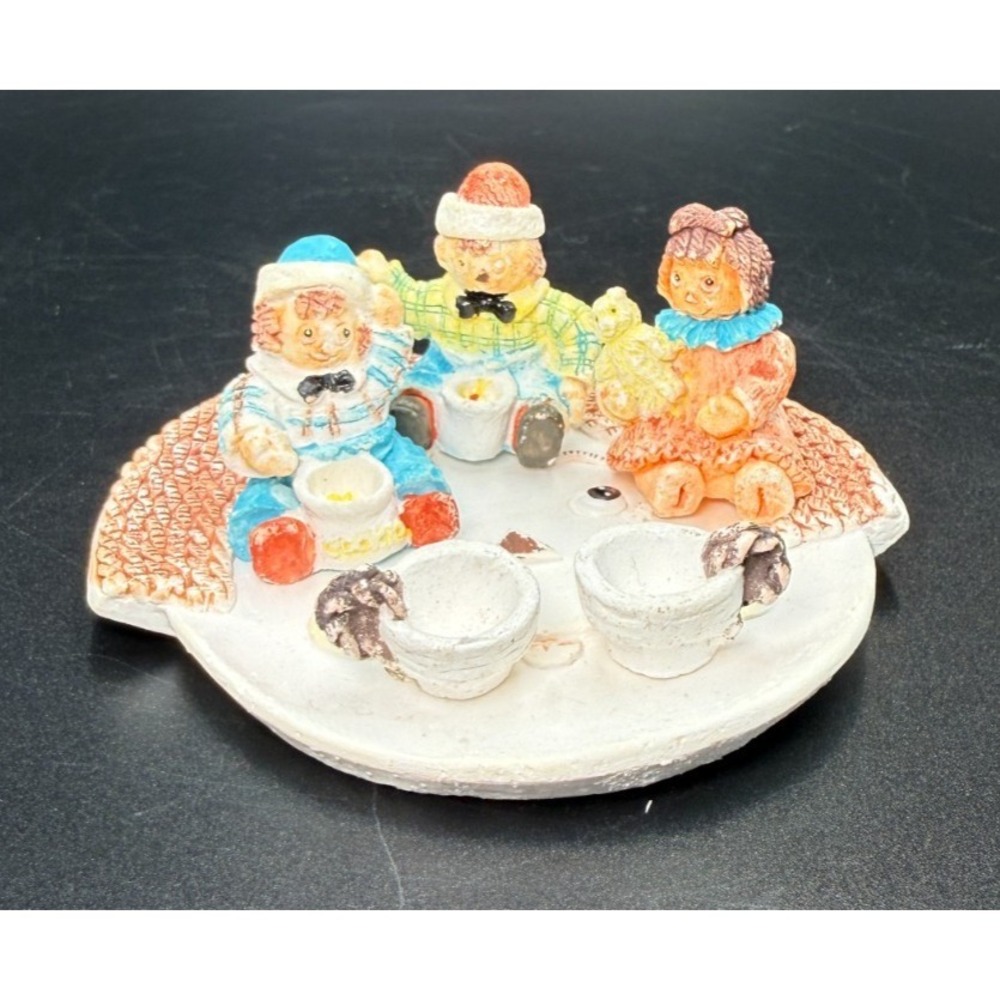 Vtg Popular Imports Raggedy Ann & Andy 1994 Miniature Resin Tea Set USA